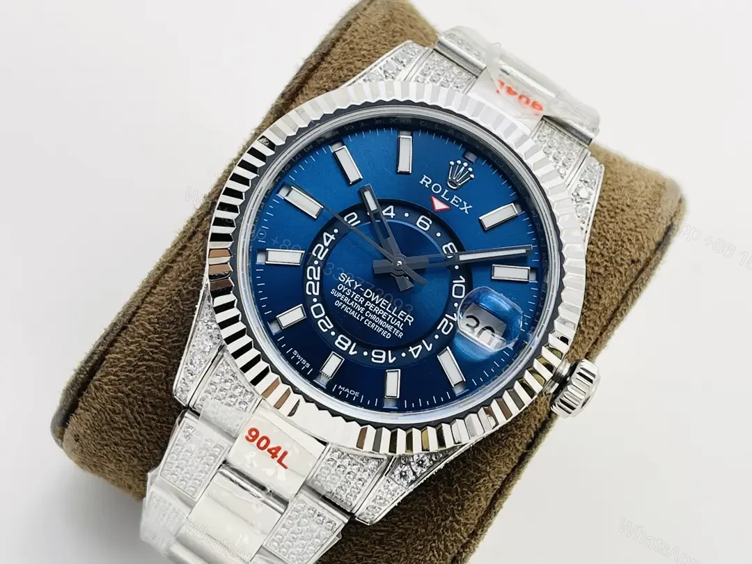 View 3 of Rolex Sky-Dweller 326934 Blue Diamond Paved Oyster Bracelet 42mm RLX-SD-BDP-OYS42-X