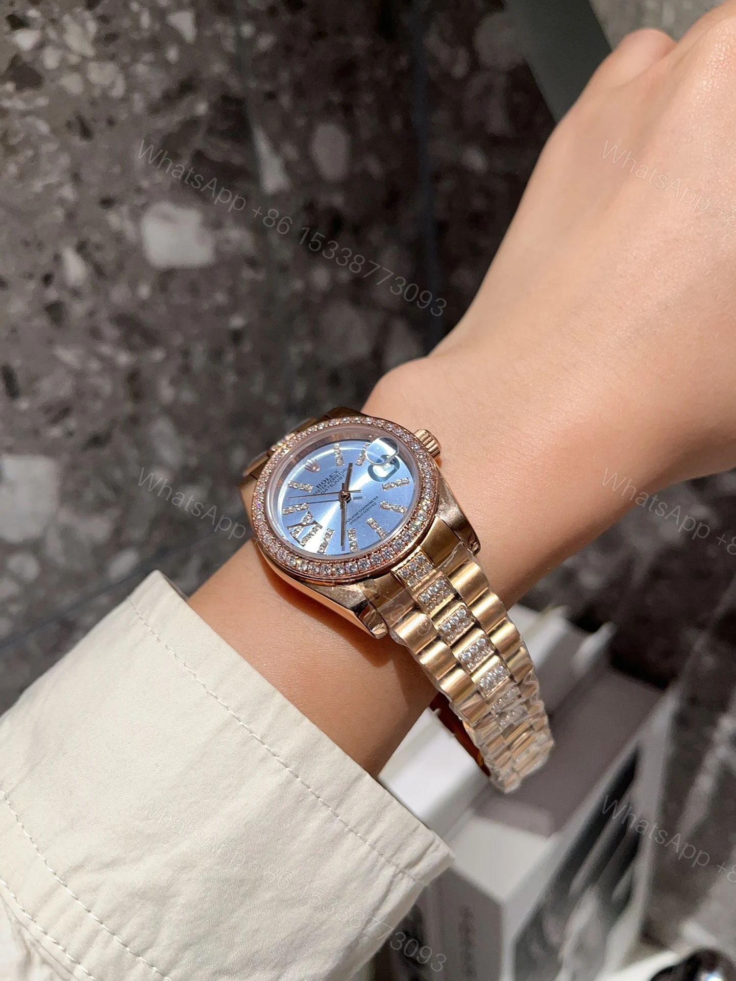 View 4 of Rolex Datejust Diamond In Rose Gold With Blue Dial 31Mm