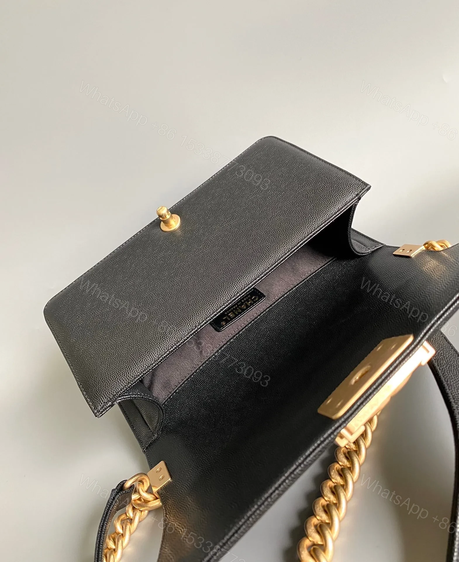 CHANEL MEDIUM 25 BOY BAG IN BLACK LAMBSKIN GOLD HARDWARE — view 2