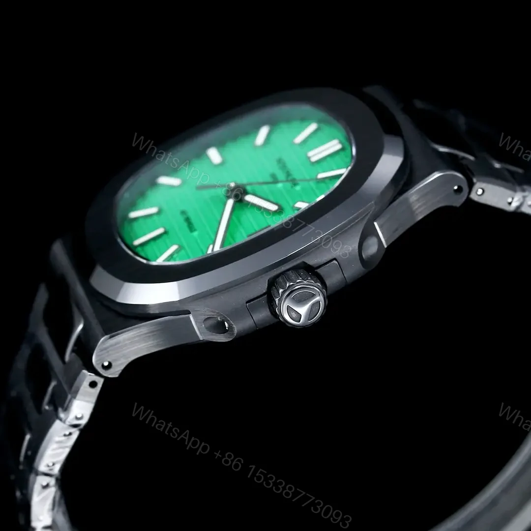 View 6 of Patek Philippe Green Black Nautilus Watch Ceramic Bracelet Ultimate 40MM PP-NAU-GRN-BLK-CER40-V2