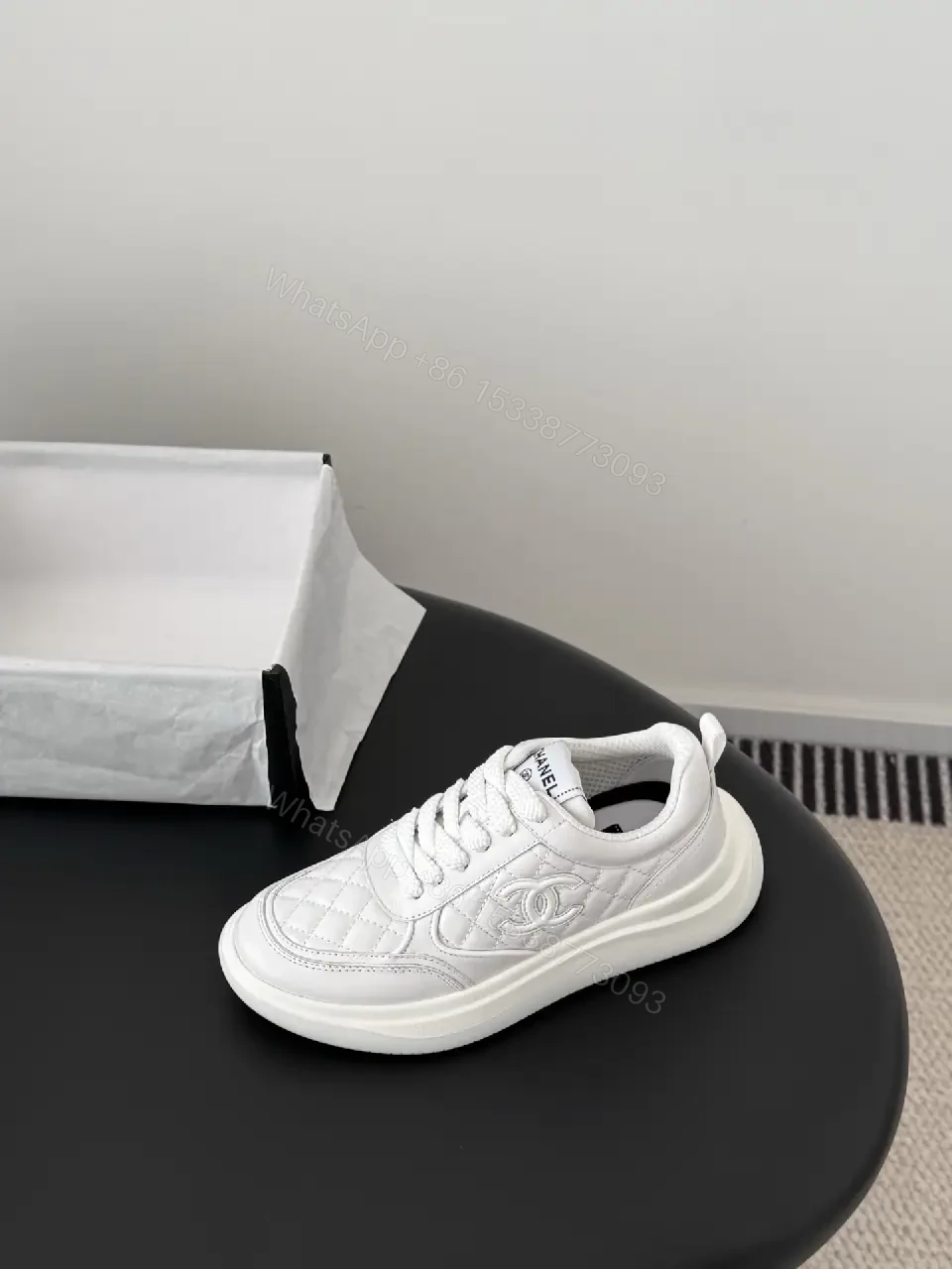 View 3 of White Quilted Low-Top Sneakers — Subtle Couture Comfort