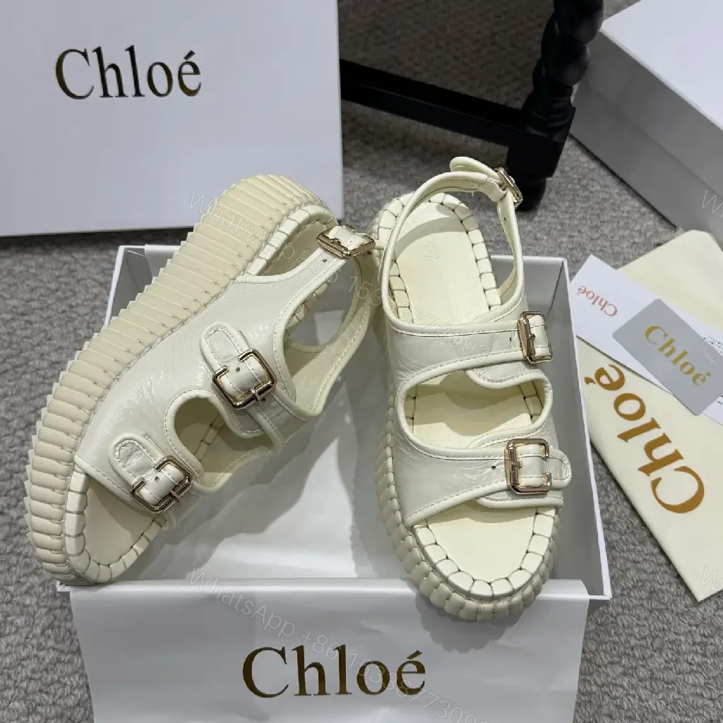 View 7 of Cream Leather Light-Prep Sandals with Double Buckle Straps