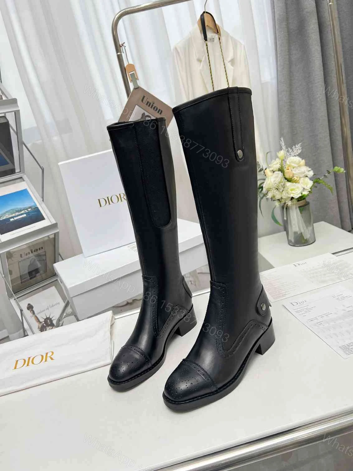 View 4 of DIOR D FOLK BOOT CALFSKIN BLACK