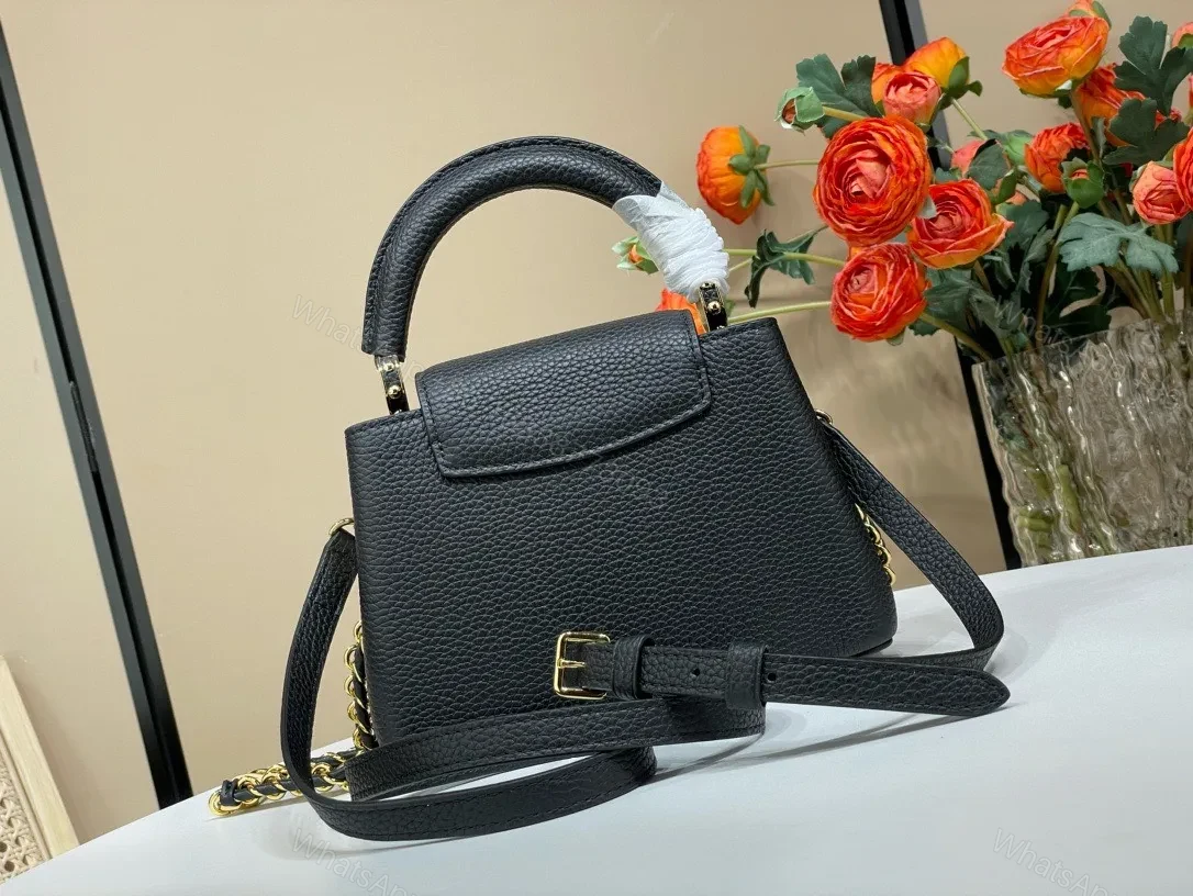 View 8 of Louis Vuitton LV Capucines BB Black Cowhide Leather Handbags 21x14x8cm