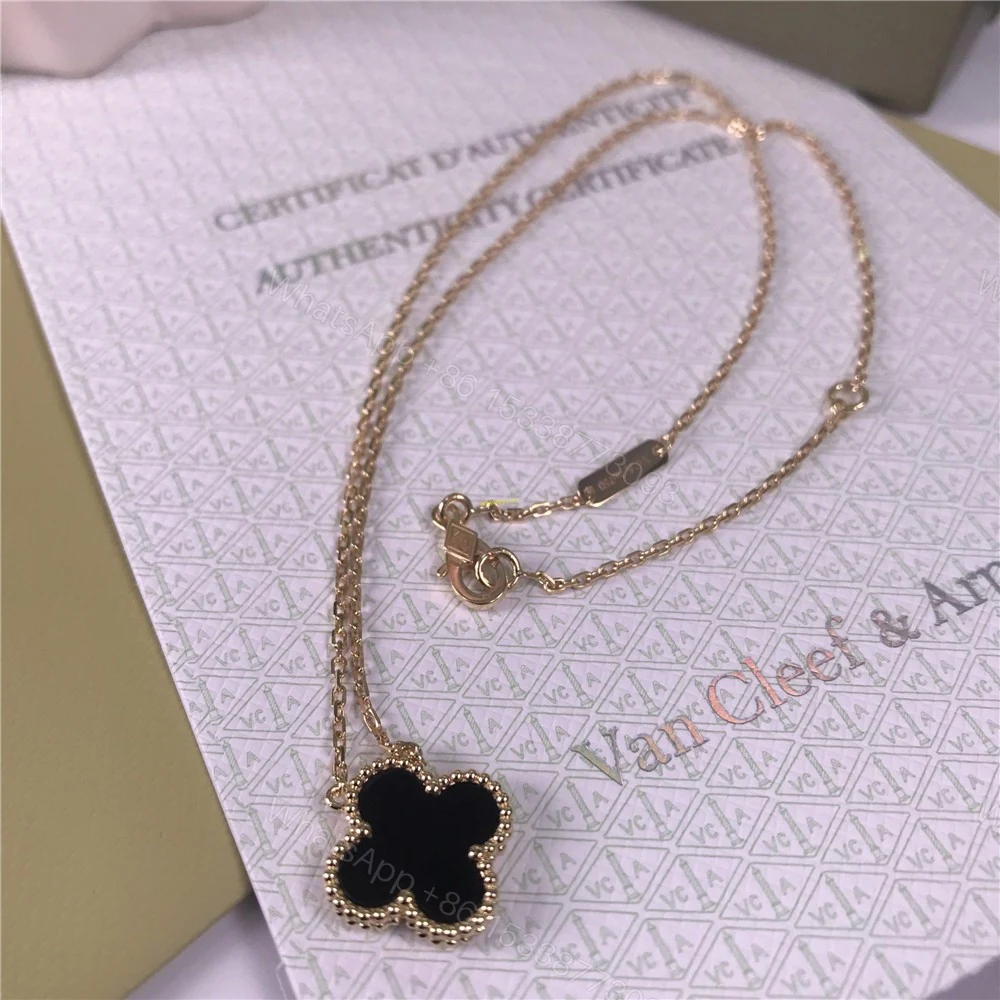 View 2 of VCA Alhambra Pendant Necklace Onyx Yellow Gold VCARA45800