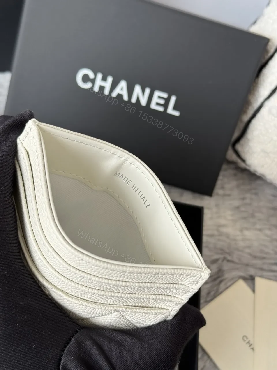 View 4 of Quilted Lambskin Wallet | Silver Logo, Compact & chic