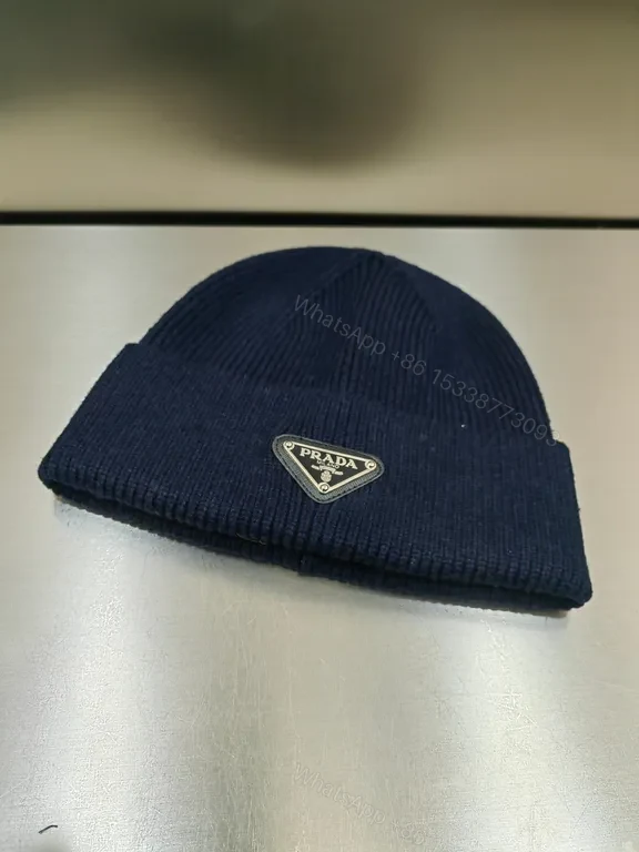 View 5 of Bold Minimal Beanie with Prada Badge - Knit Warmth Beanie