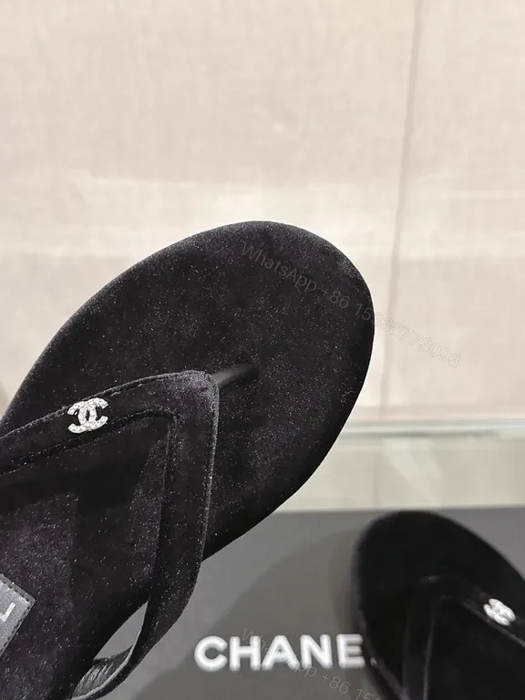 View 6 of Chic Velvet Slip-On Sandals with Luxe Chanel-Inspired Flair