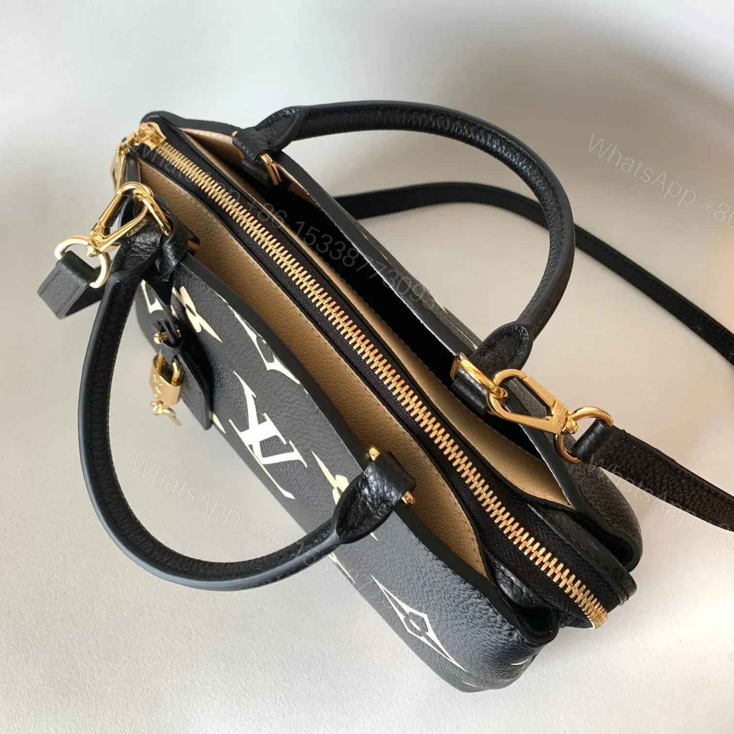View 7 of LV PETIT PALAIS PM MEDIUM SHOULDER BAG 29 IN BLACK MIX BEIGE