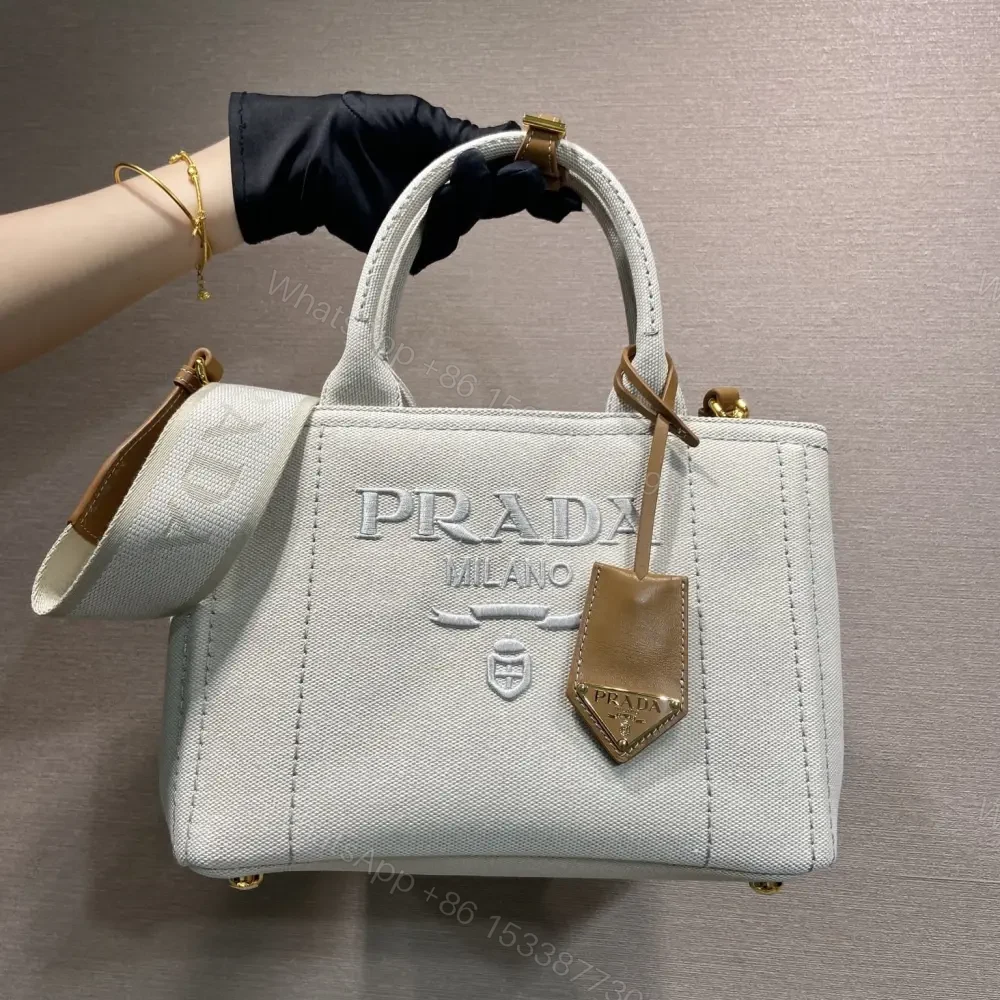 View 10 of 高仿Prada*1BG464刺繡徽標Tote包白色小號免檢版