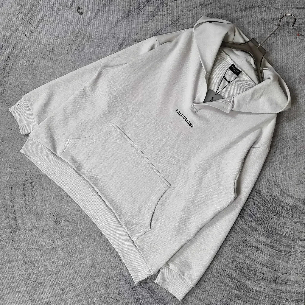 View 2 of Oversized Hoodie in Cream Cotton + Minimalist Logo Essentials