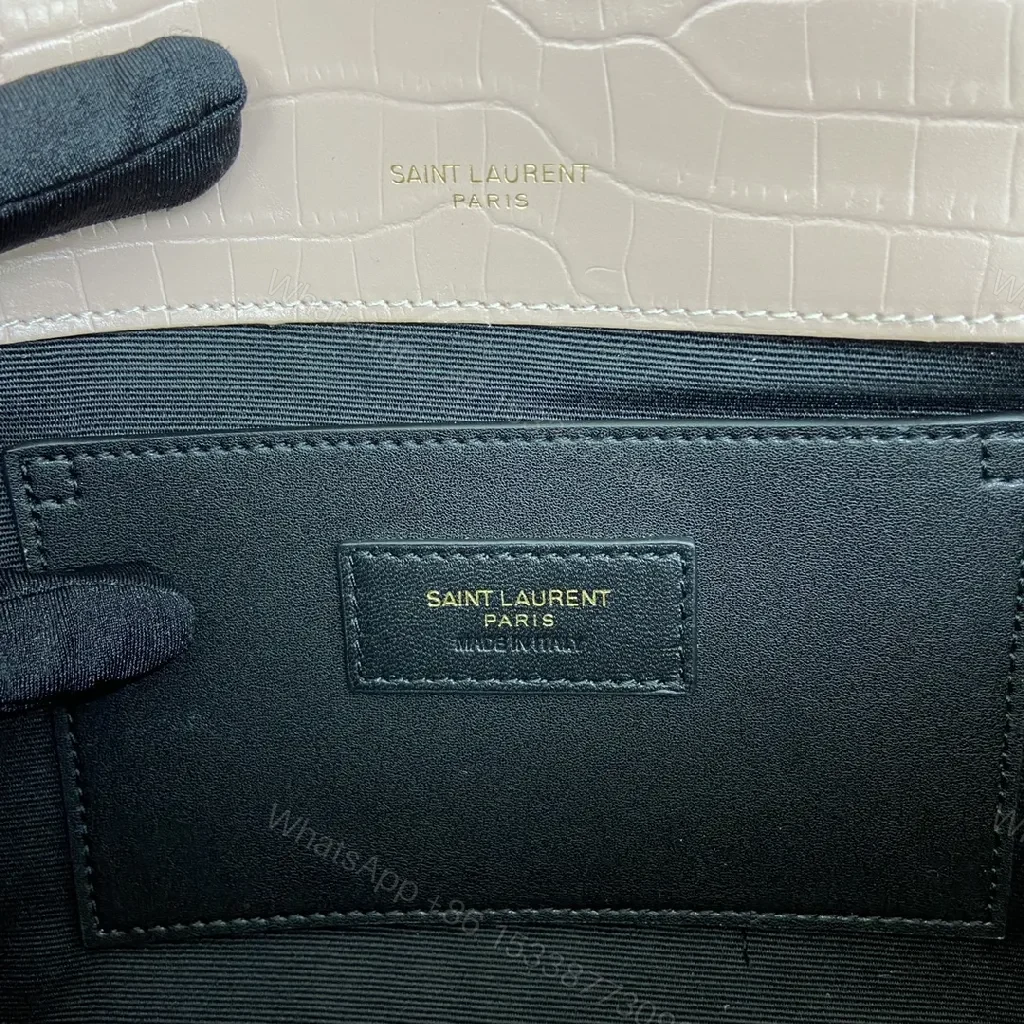 View 8 of Soft Pink Croc Leather Clutch with Gold Hardware