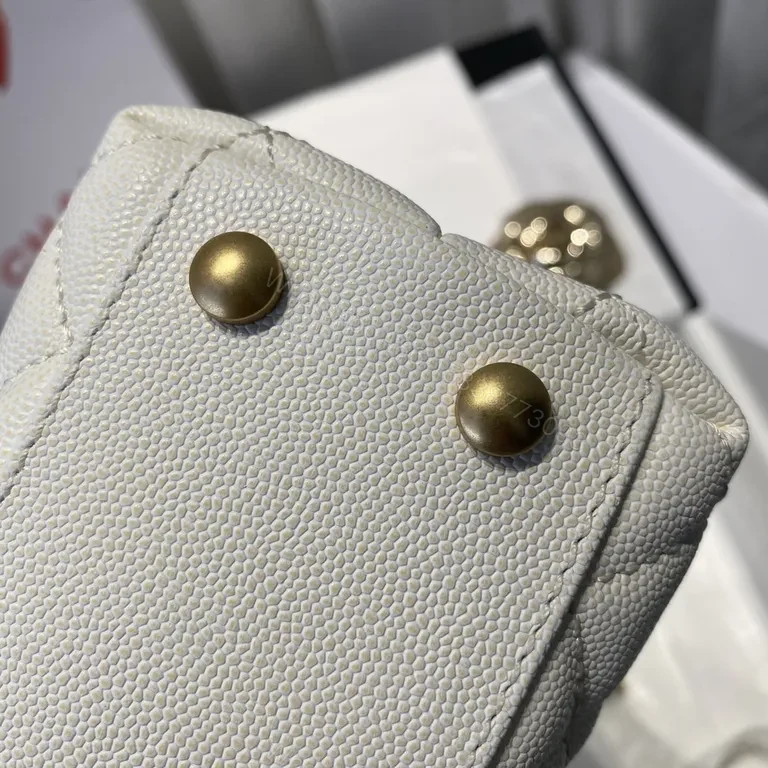 View 3 of Quilted White Leather Mini Bag: Luxe CC Chain Style