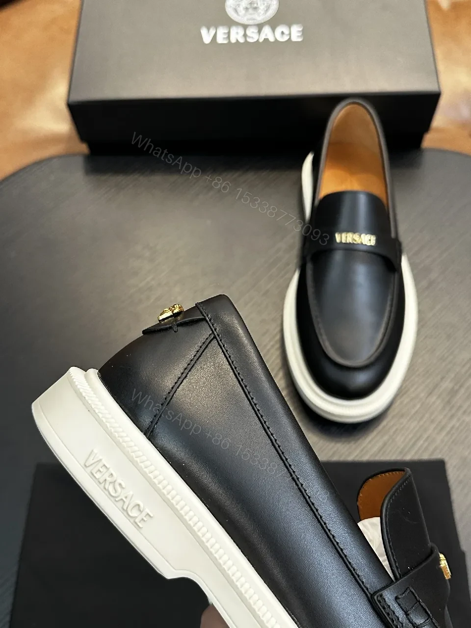 View 6 of Premium Leather Loafer with Versace Detailing - Modern Comfort Shoes