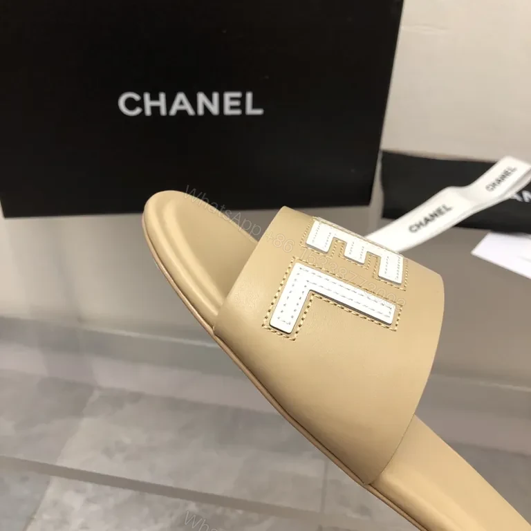 View 8 of Chic Beige Slip-On Sandals: Logo & Comfort Luxury Sandals