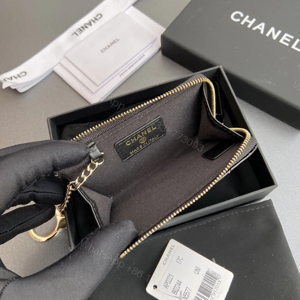 View 6 of 高仿Chanel*AP0221零錢包黑色漆皮金扣免檢版
