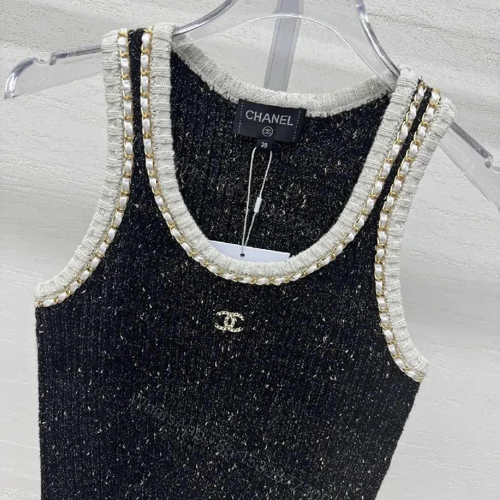 View 8 of Metallic-Trim Knit Tank: Crystal Neckline, Rich Texture