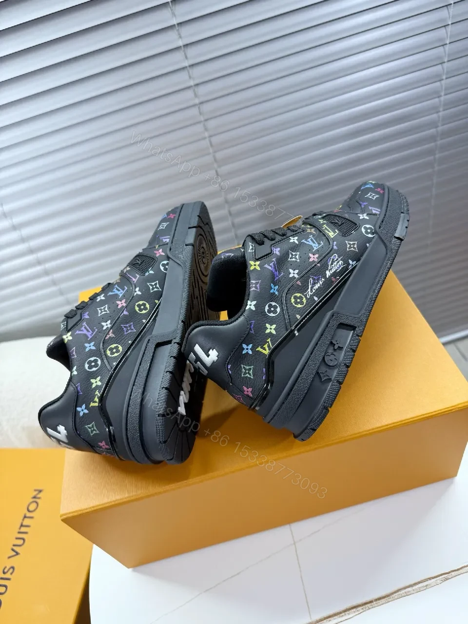 View 5 of Multicolor LV Monogram High-Top Sneakers with Luxury Comfort