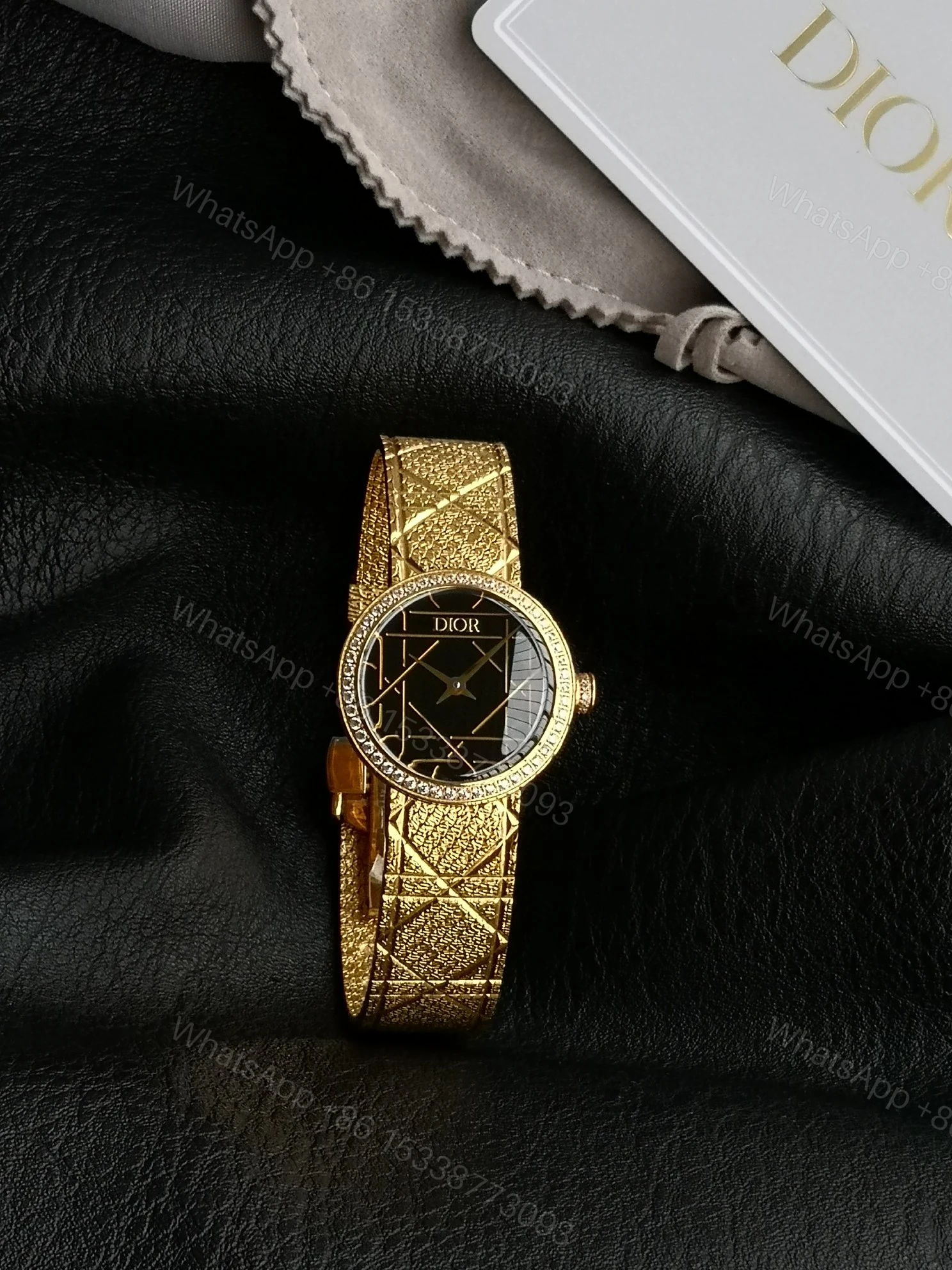 Dior精品仿製黑金幾何女錶 立體雕花奢華感款 — view 1