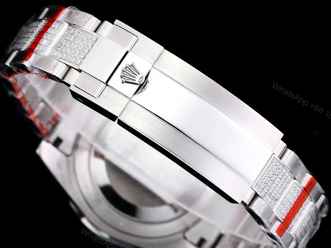 View 8 of Rolex Submariner Colorful Dial Diamond Replica 42MM Exclusive Full Pavé Oyster Bracelet RG-ROLEX-SUB-COLOR-DIAMOND-42