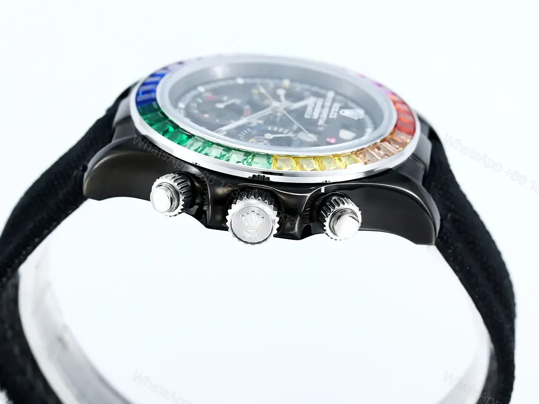View 5 of Rolex Daytona Rainbow Skeleton Black Strap replica 40MM Fabric Strap Edition RG-DAYTONA-RAINBOW-SKELETON-BLACK-STRAP-40