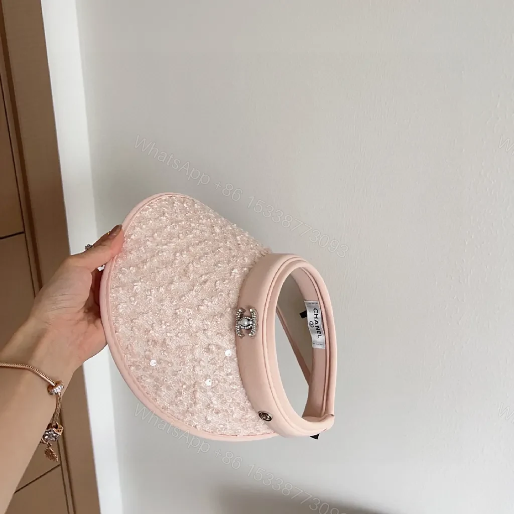 View 6 of Soft Pink Sequin Visor - Glam Daywear Cap