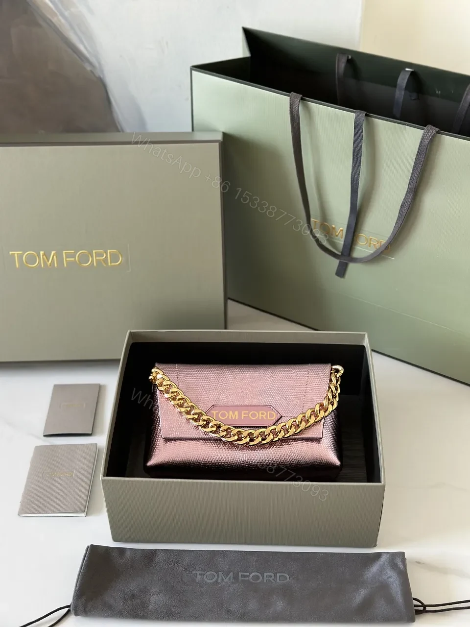 Chic Metallic Wallet on Chain: Textured Pink Leather, Gold Chain, Luxury Style, Cardholder Wallet — view 1