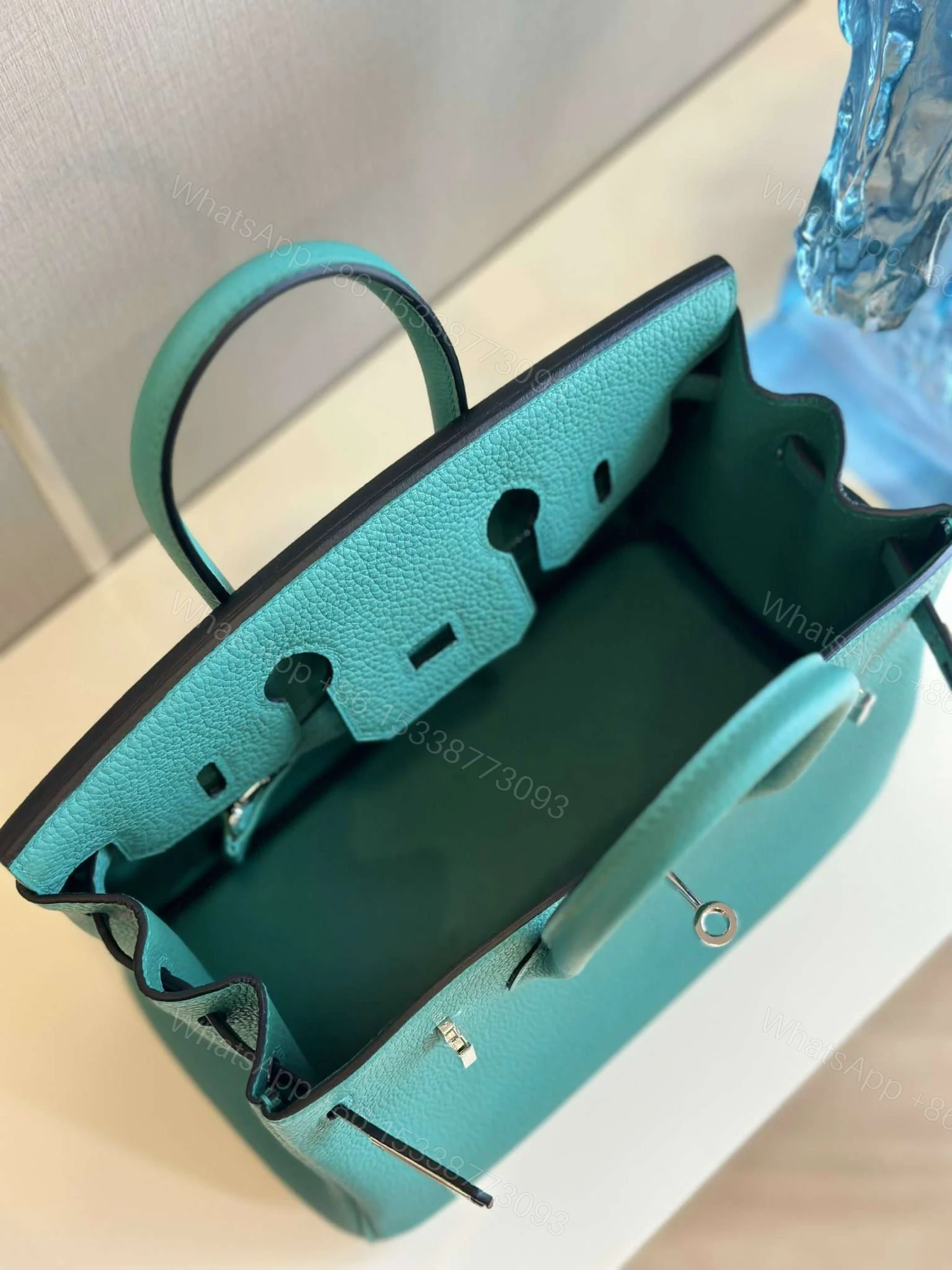 View 3 of Hermes Birkin PHW Da Togo Ocean Blue Handbags 25cm