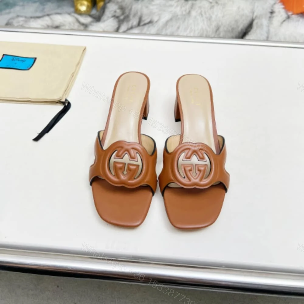 View 4 of GUCCI WOMEN’S INTERLOCKING G SLIDE SANDAL BROWN 782413 AAAZG 2535