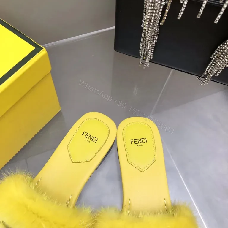 View 6 of Yellow Fur Slide: Luxe Fendi-Style, Contoured Comfort