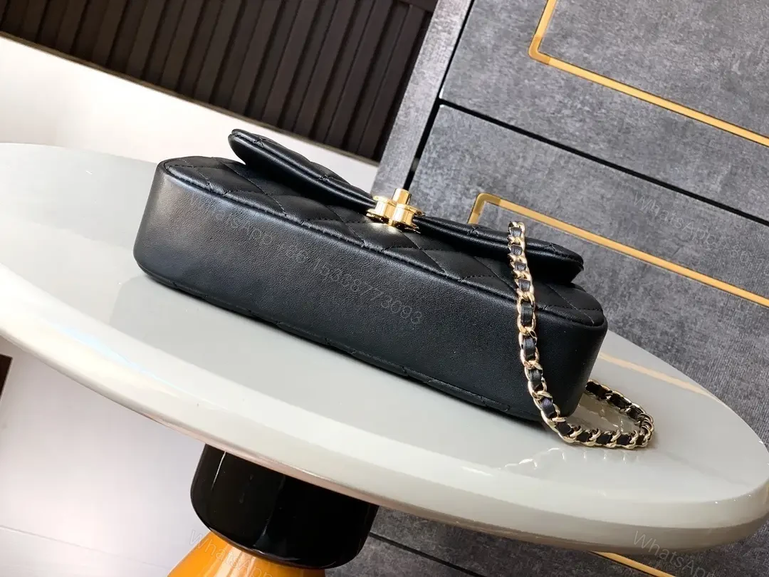 View 5 of Quilted Calfskin Leather Shoulder Bag with Gold Chain