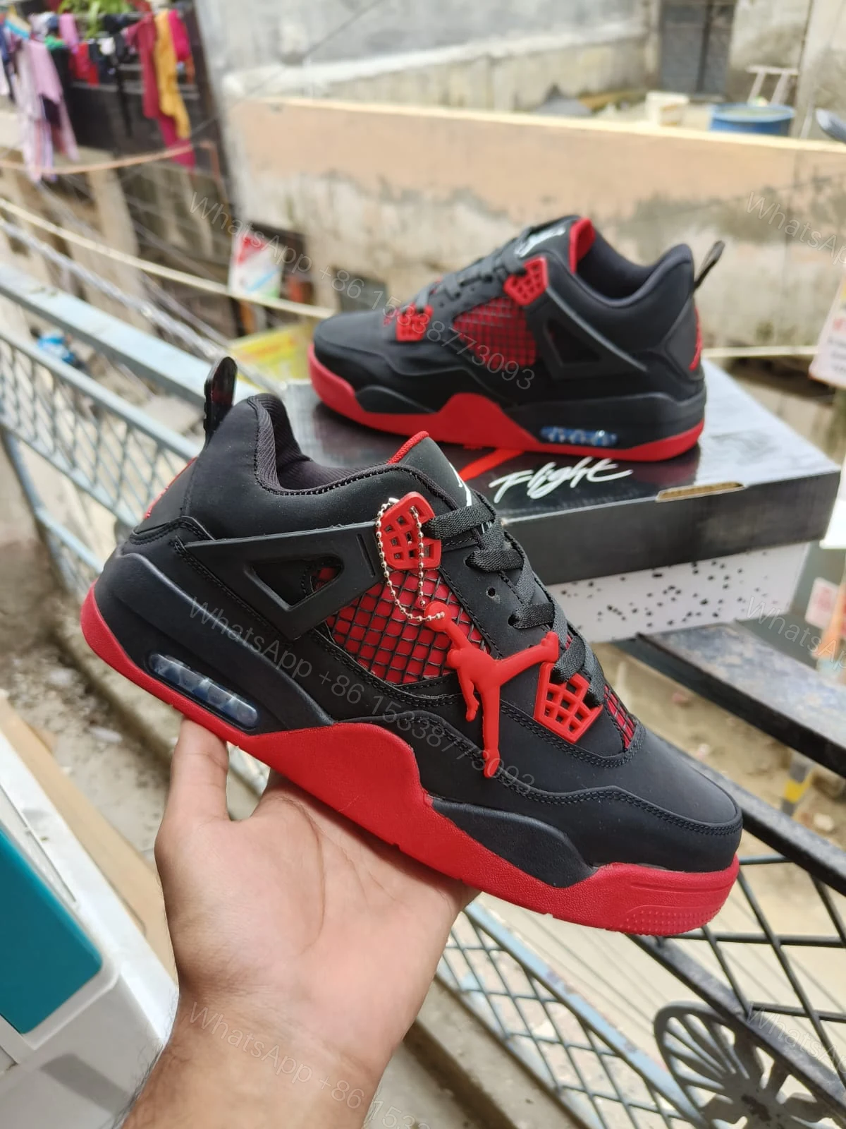 BUY FIRST COPY NIKE JORDAN 4 “RED/BLACK” SNEAKERS — view 1