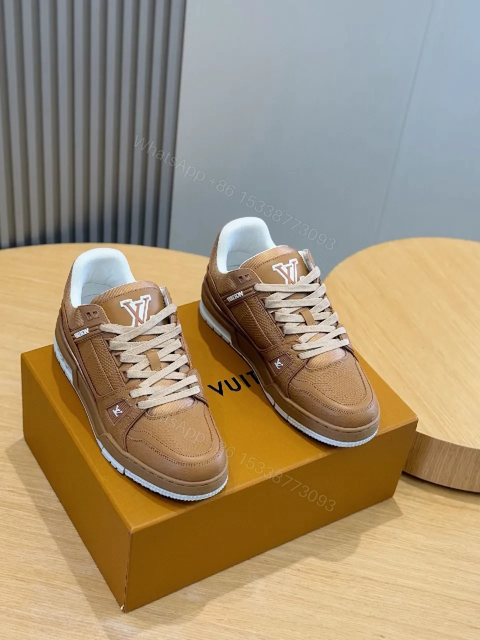 View 6 of Brown Textured Leather Sneakers - Luxe Casual Comfort