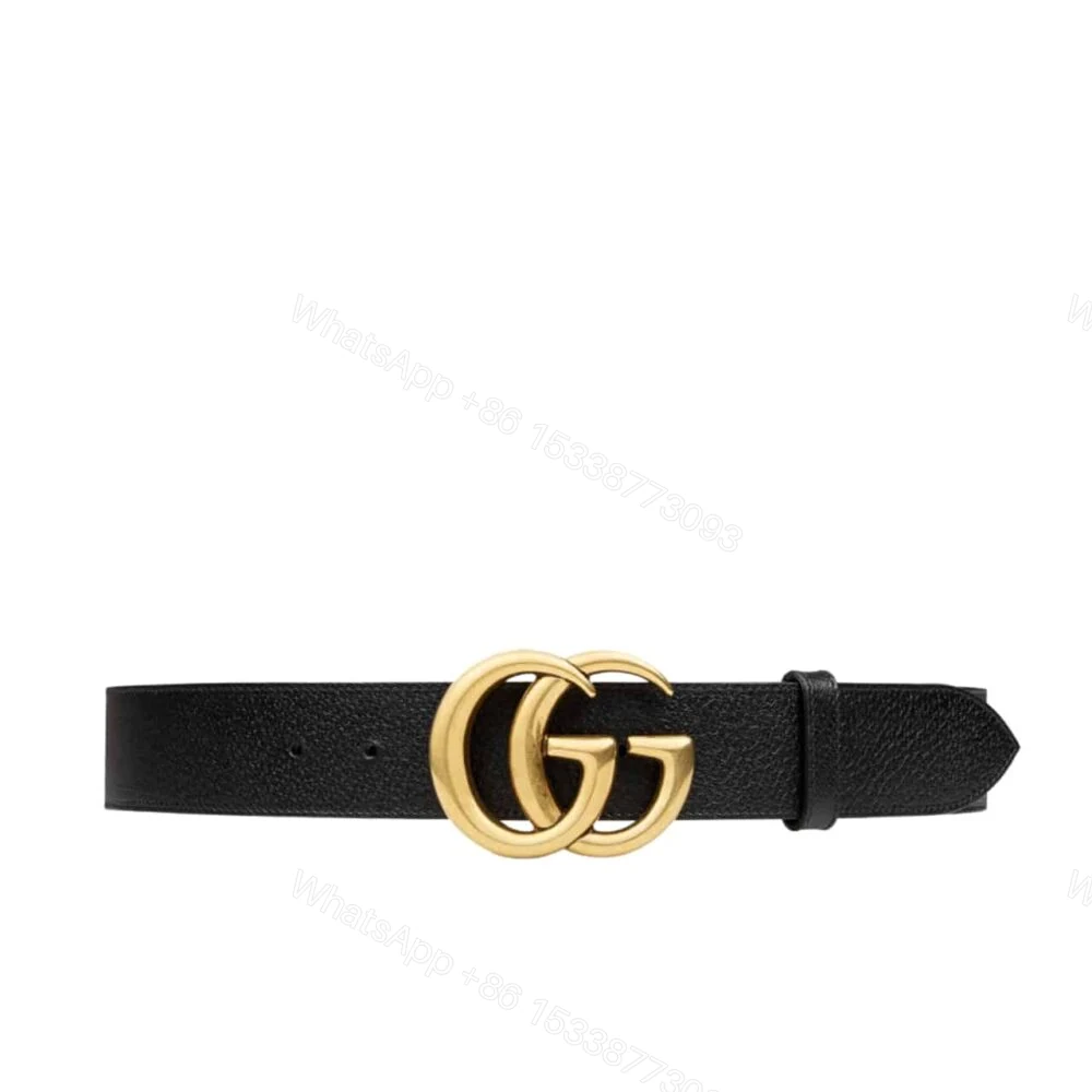 Gucci GG Marmont Wide Belt Black Gold Logo 4Cm 406831 DJ20T 1000 — view 1