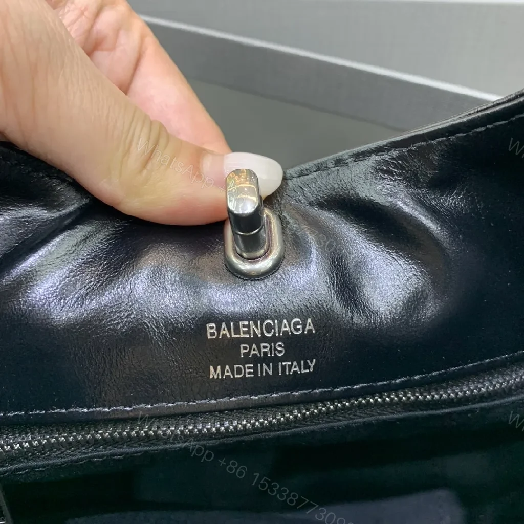 View 7 of Chic Black Leather Mini Bag with Double-B Clasp