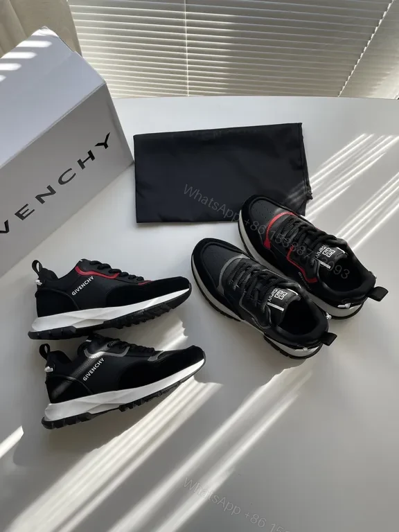 View 4 of Dynamic Runner: Black/Red Leather-Blend High-Top Sneaker