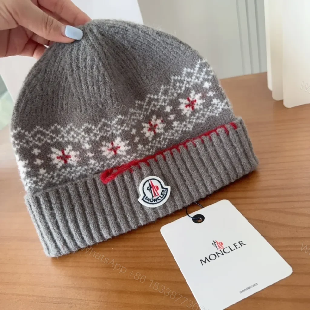 View 7 of Cozy Knit Beanie: Gray Nordic Pattern with Luxury Detail