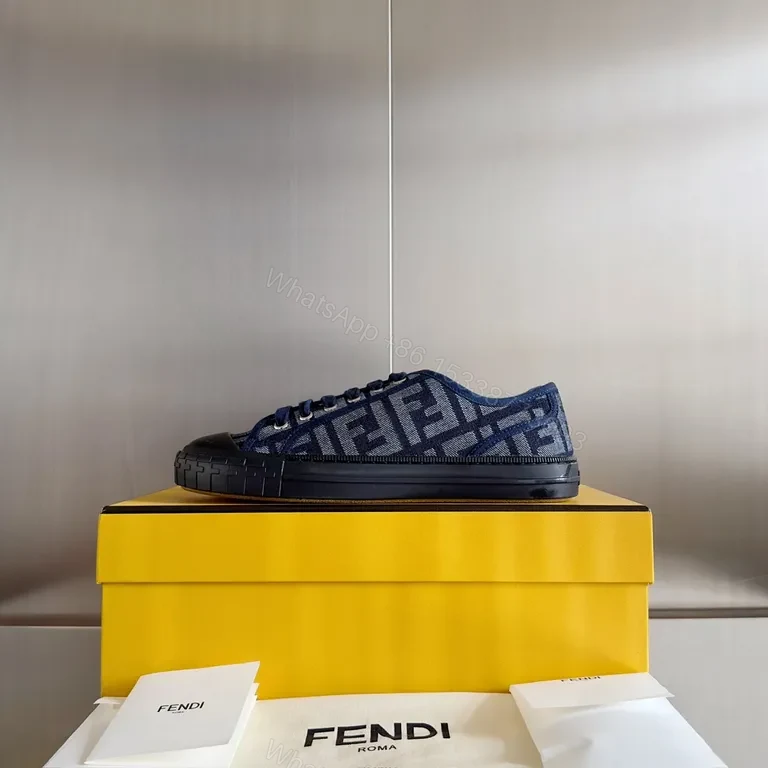 View 3 of Denim-Texture Fendi Sneakers: Luxe Monogram, All-Day Comfort