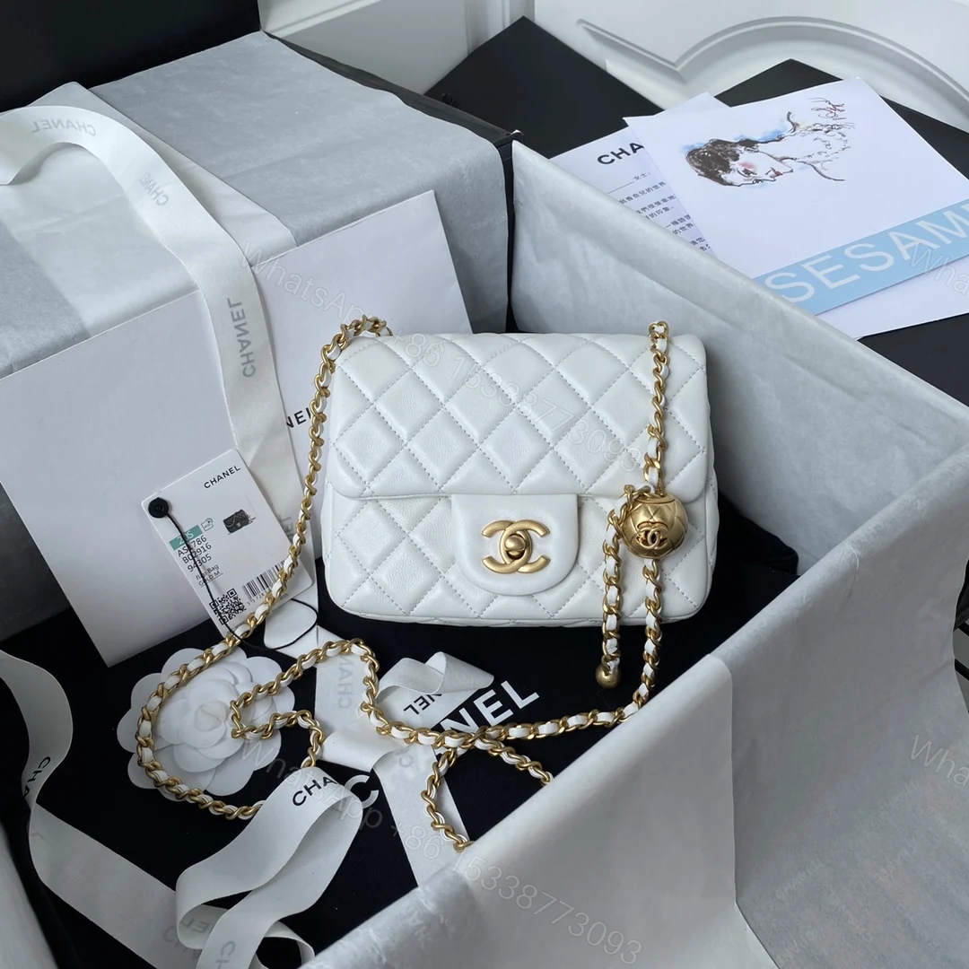 CHANEL高仿白色金球鏈條包 女士菱格精品包 經典百搭氣質款 — view 1