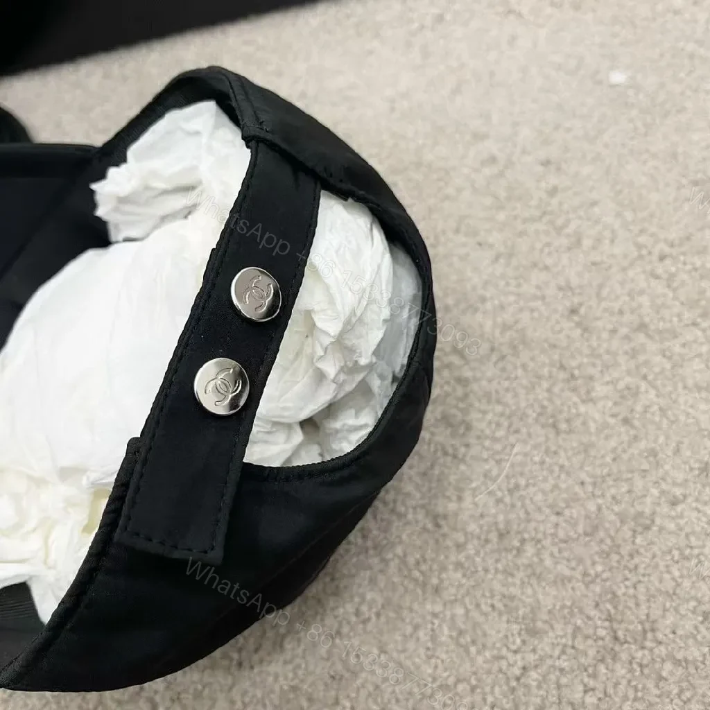 View 3 of Black + Velvet Cap + Minimalist Luxe + Subtle Chanel-Esque Emblem + Cap