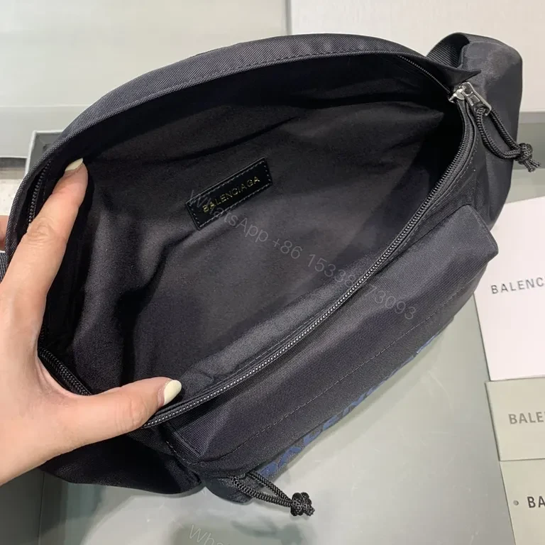 View 6 of Black Nylon Belt Bag â€“ Balenciaga, Discreet Logo, Hands-Free Convenience
