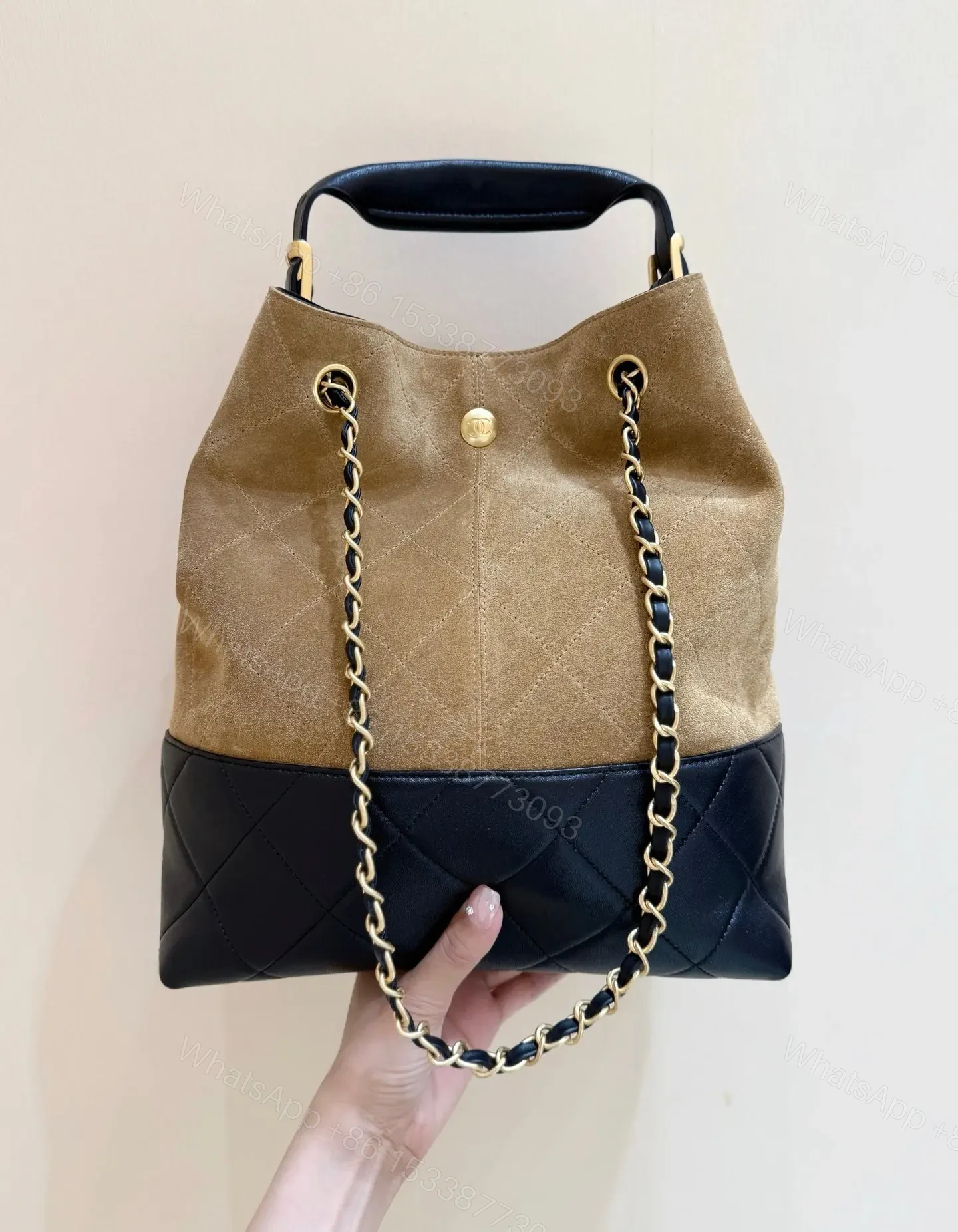 View 2 of Chanel Suede Calfskin Shiny Lambskin Quilted Shopping Bag