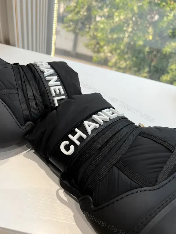 View 2 of Chanel-Style Quilted Ankle Boots: Luxury Warmth, Logo Straps