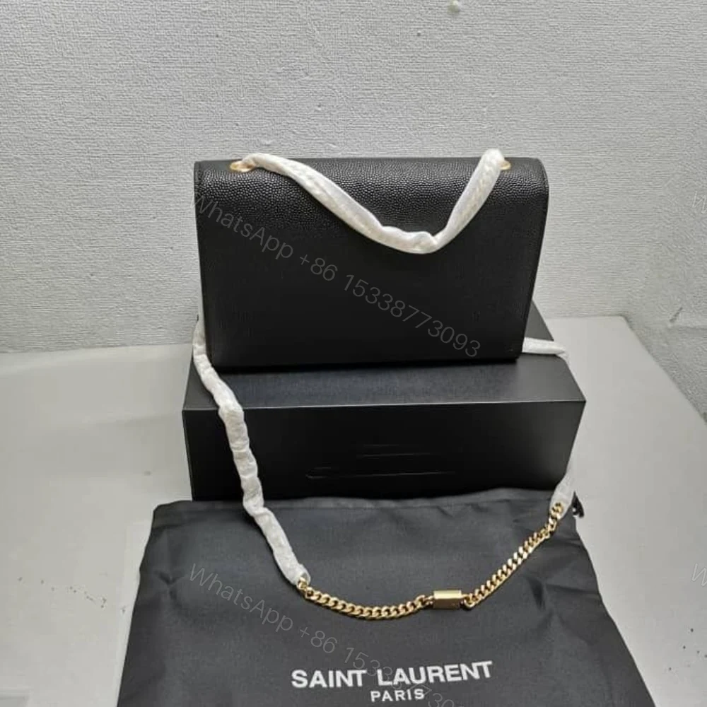 View 5 of Saint Laurent Kate Medium Chain Bag In Grain De Poudre Black 24Cm 364021 BOW0J 1000