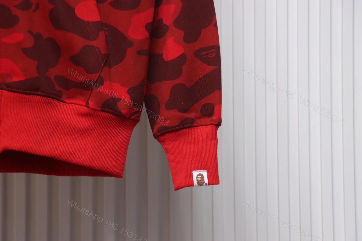 View 7 of BAPE Camouflage Double Hat Hoodie Red