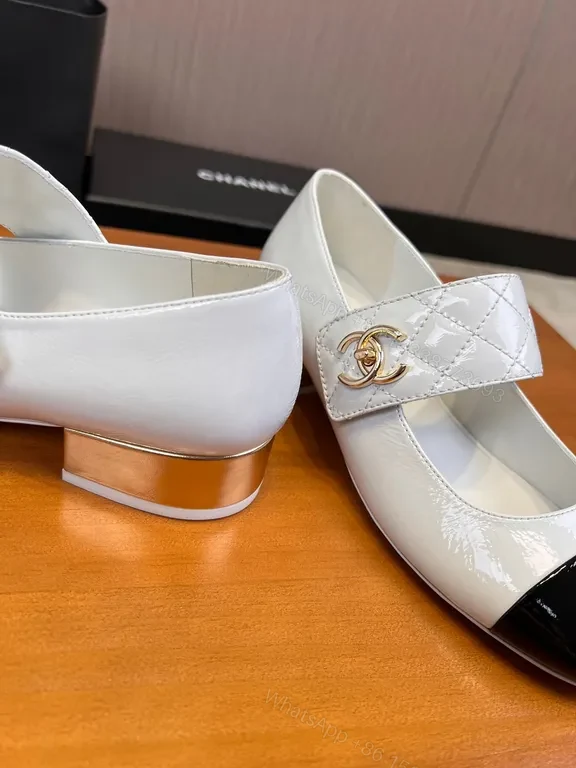 View 3 of Chanel-Style Mary Jane Pumps, Two-Tone Cap Toe, Quilted Strap