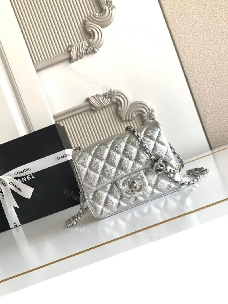 Silver Quilted Crossbody: Timeless Italian Craft Bag — view 1
