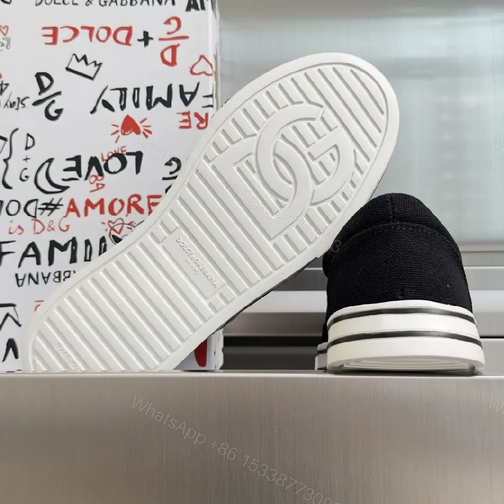 View 9 of Black Canvas Sneakers with White Sole, Dolce & Gabbana style, Casual Athletic Shoes