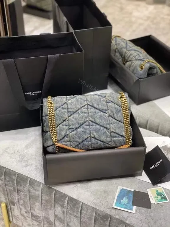 View 7 of Quilted Denim Crossbody: Gold YSL Hardware, Compact Luxe