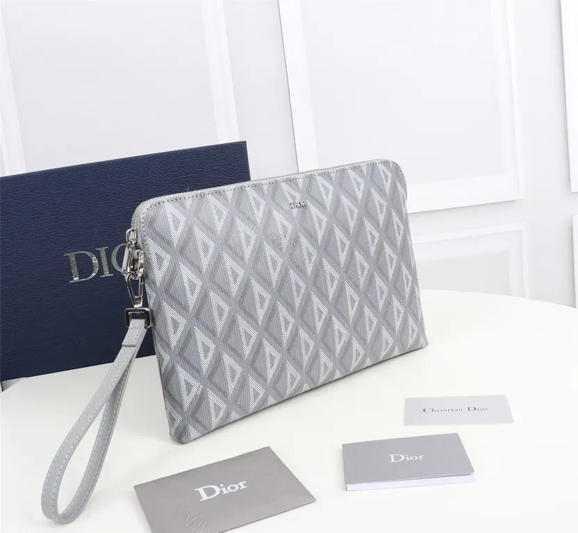 View 3 of Grey Dior Oblique Clutch â€“ Luxe Crossbody/Clutch Bag